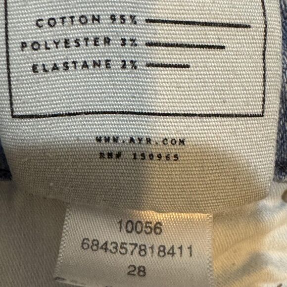 AYR Jeans The Pop 28 Blue Light Wash High Rise Straight Stretch Denim USA Made - Picture 9 of 10